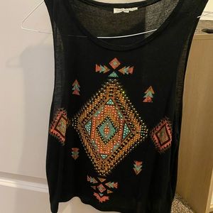 Cute tank top with tribal design with crystals